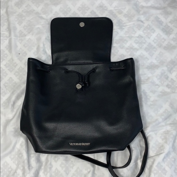Black pleather Victoria’s Secret backpack - Picture 1 of 2